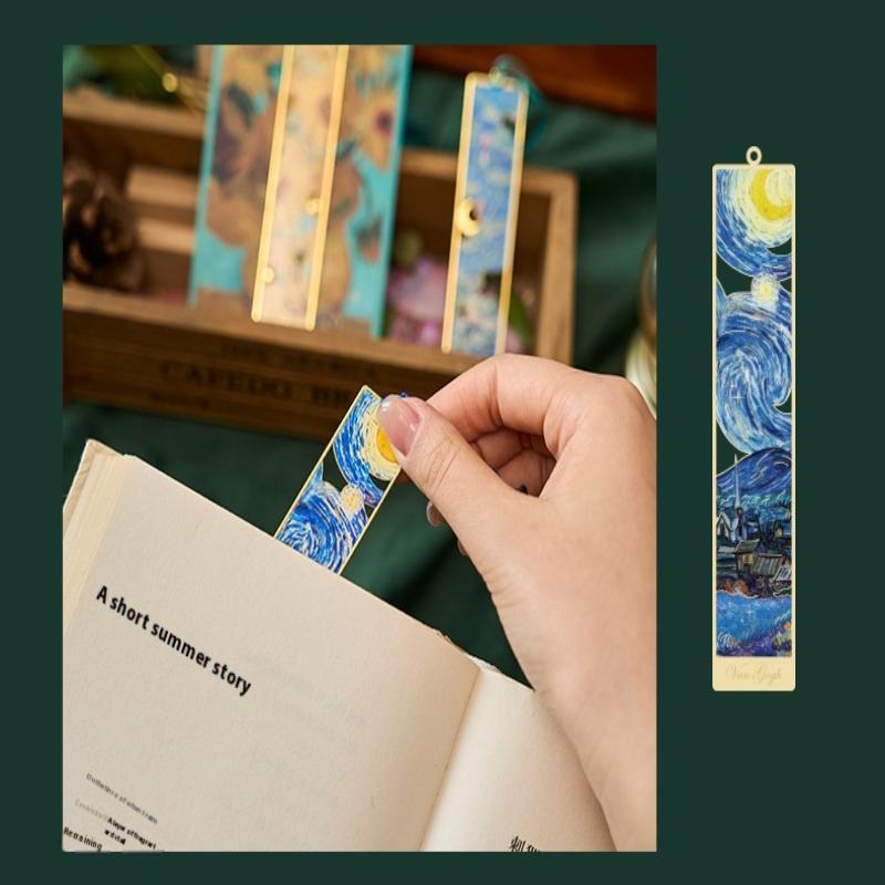 1pc Creative Oil Painting Metal Bookmark Tassel Pendant Ruler Pagination Mark Student Gift Reading Book Clip School Supplies