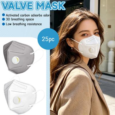25er Pack Schutz-Ventilmasken mit verstellbarem Nasenbügel und elastischen Ohrschlaufen für atmungsaktiven Tragekomfort Sicherheits-Atemschutzmasken