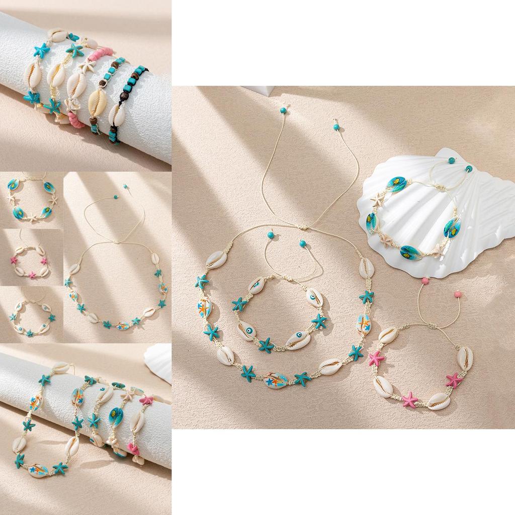 Oceanic Cartoon Seashell Necklace And Bracelet Adjustable And Unique Ins Design