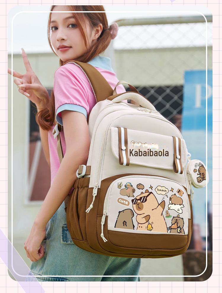 2024 Capybara Girls' Backpack: Stylish, Spacious & Perfect for Grades 1-6