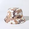 Unisex Bucket Hat Striped Women Men Fishing Fisherman Hat Autumn Winter Faux Fur Wool Outdoor Warm Panama Cap