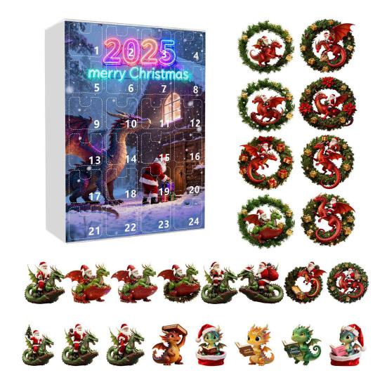Advent Calendar Santa Claus Flying Dragon Design 24-Day Countdown Festive Family Activity Calendar Festive Atmosphere Enhancer