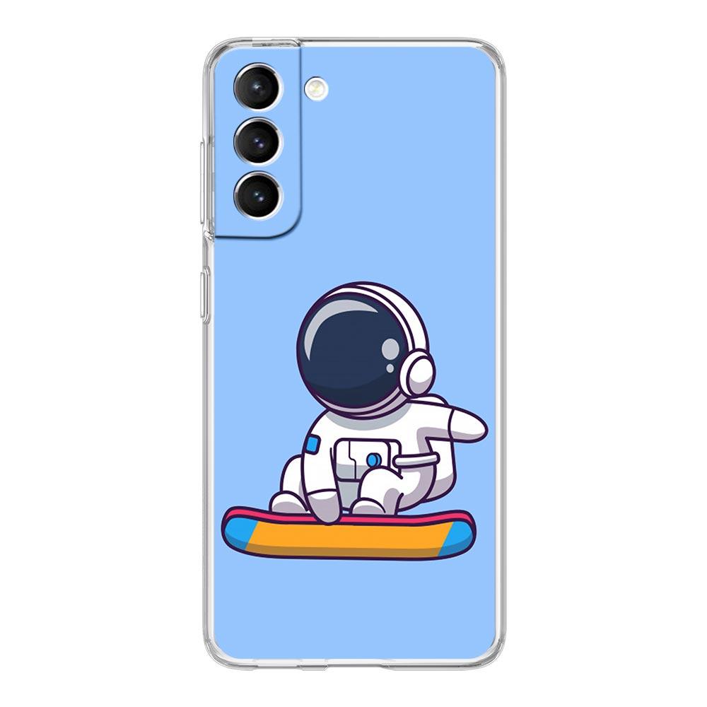 Planet Cute Astronaut Phone Case For Samsung Galaxy S22 5G S20 Ultra S21 FE 5G S10E S9 S8 S10 Plus Note 20 10 Soft Clear Cover