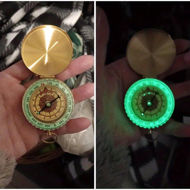 5pcs Mini Copper Compass Glow-in-the-Dark Outdoor Camping Hiking Portable Pocket Compass Navigation Survival Tools