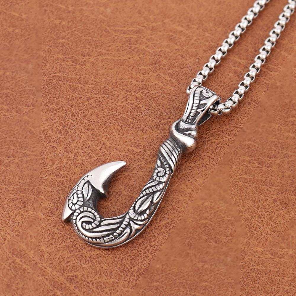 Trendy Charms Maui Magic Fish Hook Pendant Chain High Quality Stainless Steel Viking Fish Hook Men's Necklaces Jewelry