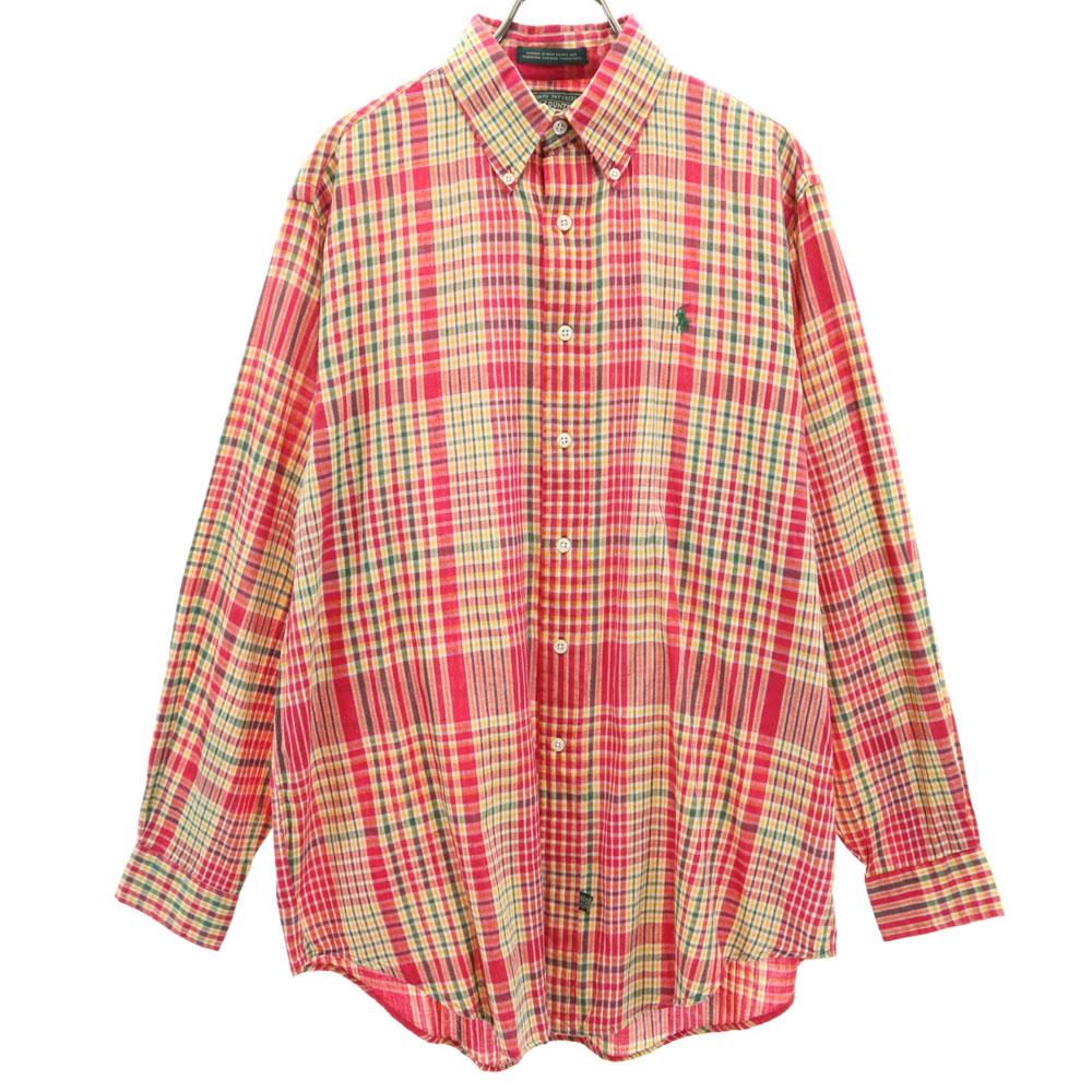 POLO COUNTRY 80s 90s Ralph Lauren Vintage Old Check Pattern Long Sleeve Button Down Shirt Men's Used