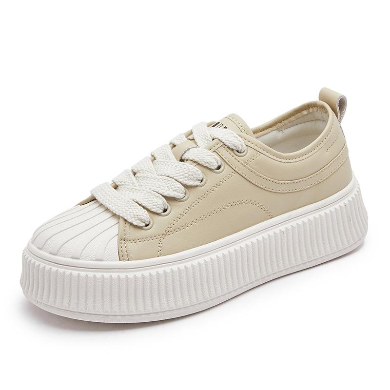 

Кожаные туфли на толстой подошве, увеличивающие рост, детские белые туфли с ракушечным носком, весенняя новинка 2025, модные, взрывные, повседневные кеды 40