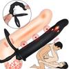 Anal Couples Male Adult Sex Toys Strap On Anal Dildo with Vibrating Cock Ring, Vibrating Anal Butt Plug Penis Sleeve Vibrator Sex Toy 10 Vibrations