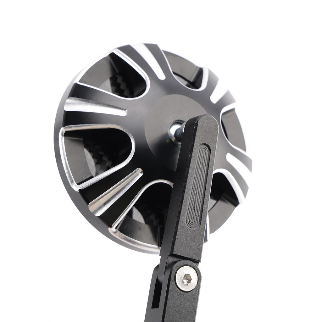 CNC Aluminium Carbon Black 3" Round Bar End Mirror Set 7/8" 1" Universal Fit