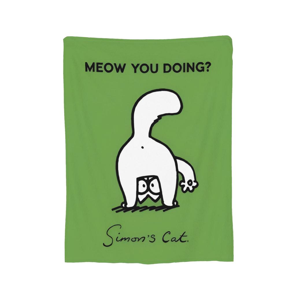 Simons Cat Humorous Cat Flannel Blankets Novelty Throw Blankets for Home Hotel Sofa 125*100cm Bedspreads,