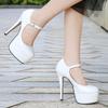 2026 Estate Nuove Europee Punta Tonda Bocca Bassa Una Cinturino Piattaforma Tacco Sottile Super Modella Scarpe con Tacco da Donna WZ-B14-2