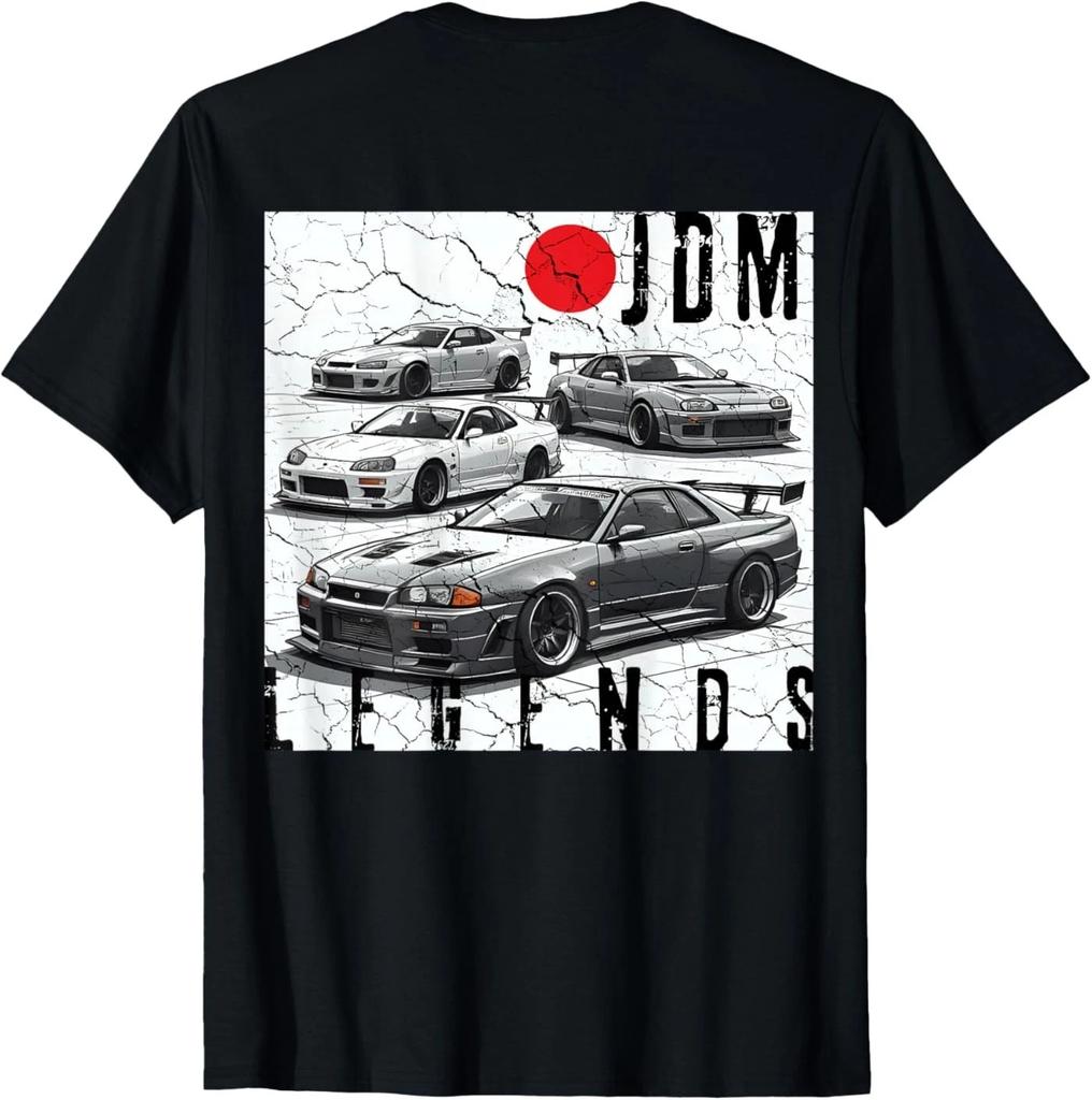 Backprint Distress JDM Legends Race Cars Japanese Flag Gifts T-Shirt