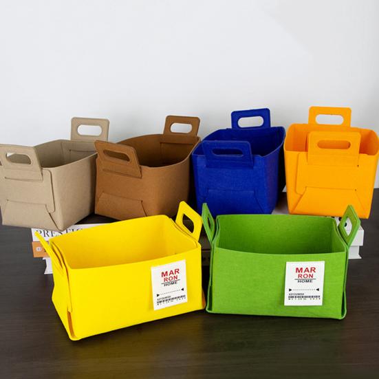Felt Storage Basket with Handles Foldable Fabric Storage Bin Eco-Friendly Collapsible Organizer Bin for Toys Clothes Blankets Home Laundry
