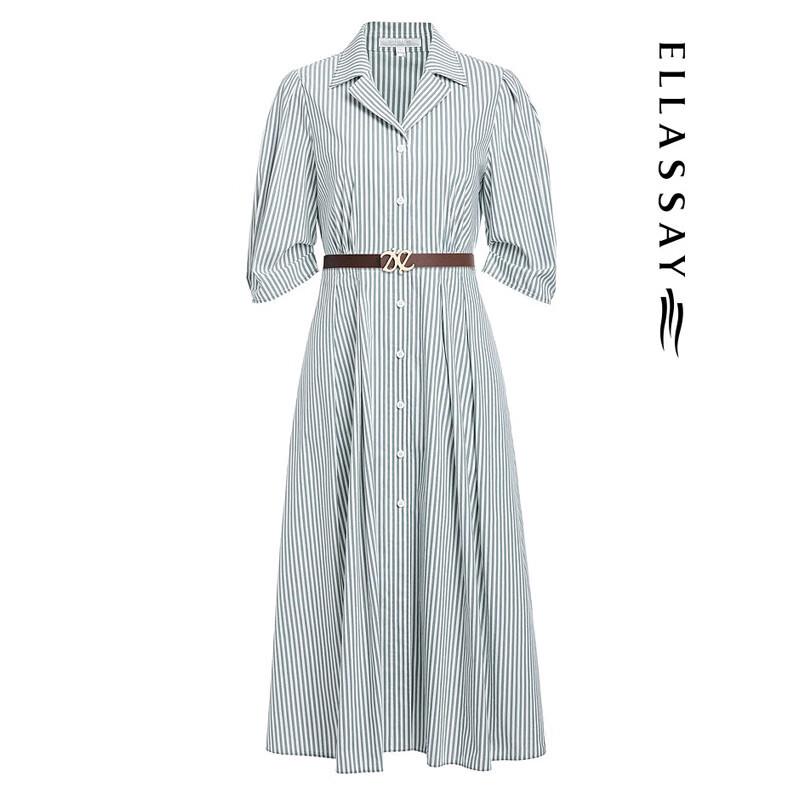 ELLASSAY Women's Striped Cotton Blend Shirt Dress EWW351Y01100