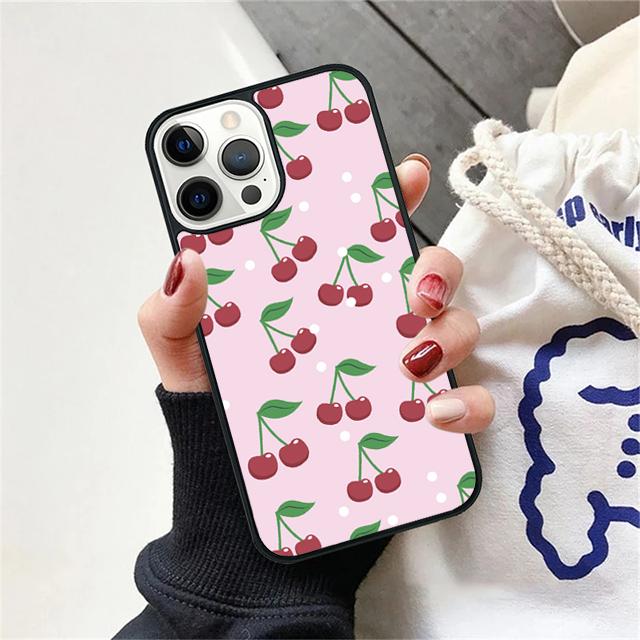 Pink Cherries Cherry Strawberry Cover For iPhone 17 Air 15 16 14 13 12 Pro Max 11 Pro Max Plus Phone Case Coque
