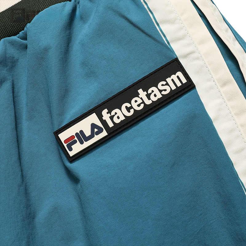 FILA Fusion Color Block Side Panel Woven Straight Leg Retro Sports Casual Pants Men bottoms Washed-Blue T11M237803F-DB