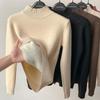 Autumn/winter Thickened Semi-turtleneck Pullover Women Sweater Fashion Loose Long Sleeve Casual Bottoming Shirt Solid Color Office Ladies Elegant Tops