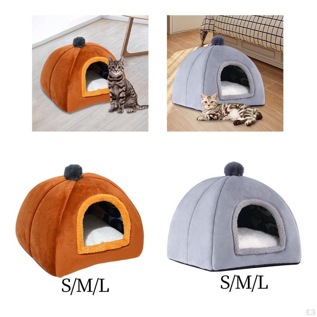Cat Bed Nest with Removable Washable Cushion Sleeping Semi Enclosed Self Warming