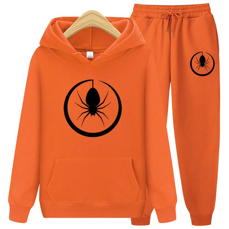 Women's Sportswear Two Piece Set Warm Jackets and Pants Spider Print Coats Sets Outdoor Hoodies Sports Suits Jogging Suits
