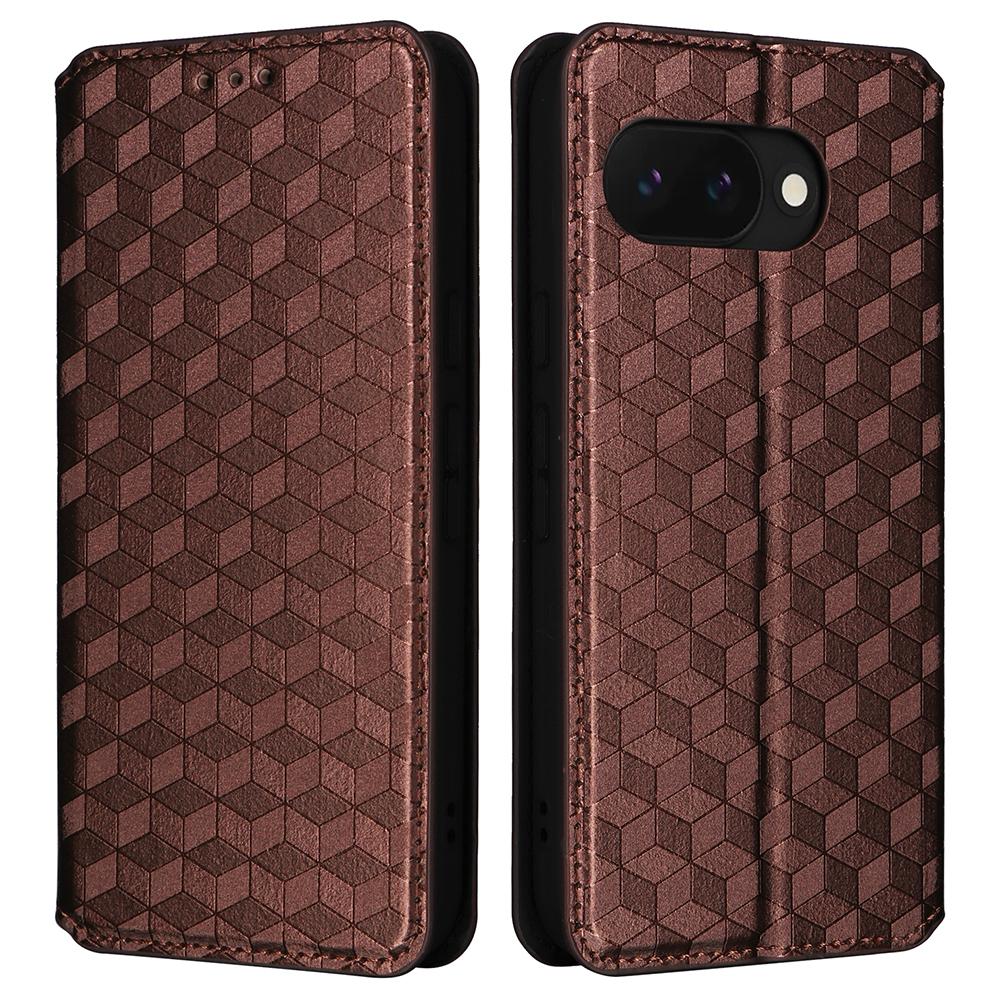 For Google Pixel 9a Wallet Case Rhombus Imprinted Leather Phone Cover