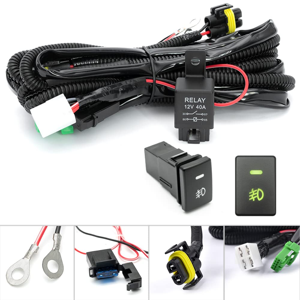 H11 H8 880 881 Fog Light Wiring Harness Socket Wire Connector for 2005-2022 Toyota Tundra Tacoma 4Runner RAV 4 Prius for Scio n for Lexus with 40A White H8XS 3322