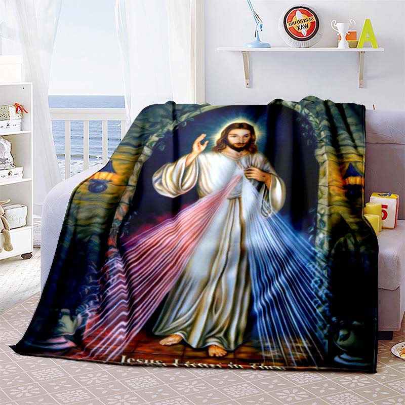 A Flannel Blanket Blessed by the Virgin Mary and Jesus, Suitable for Home Use, Including Bedrooms, Beds, Sofas, and Picnics.