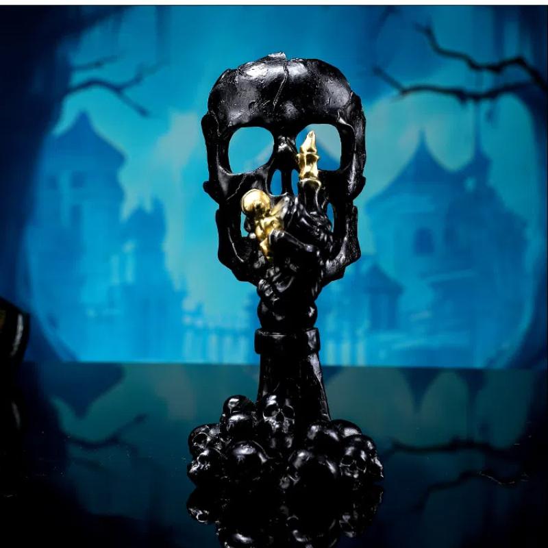 

Хэллоуин Маска Черепа Подсвечник Украшение Стола для Неизменной Элегантности Атмосфера Ужаса Тематическая Комната Эскейп Украшения чёрный
