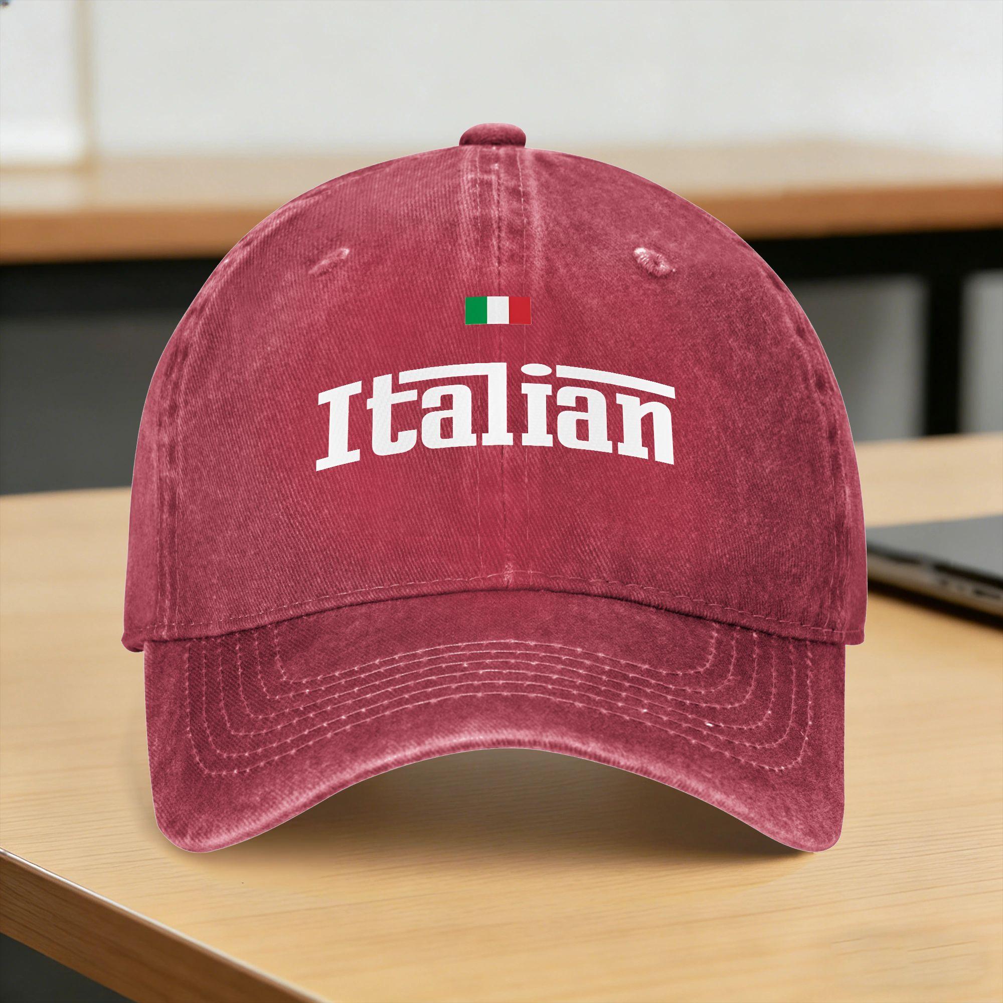 

Summer Italia Italian Flag Vintage Baseball Cap Sun Sunscreen Custom Logo Washed Hat Unisex Unisex Casual Skate Baseball Caps One Size