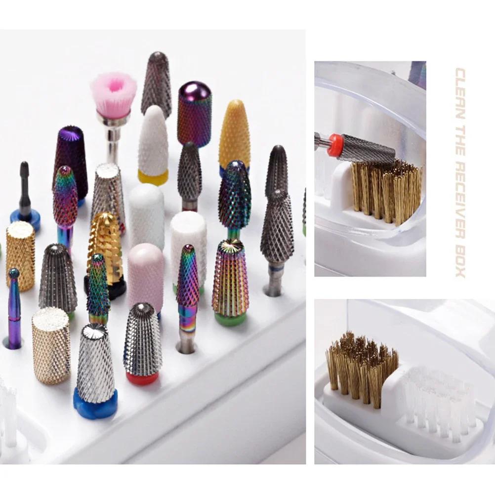 30 Holes Nail Art Drill Storage Box Grinding Polish Head Bit Holder Display Nail Drill Bits Organizer Nail Stand Manicure