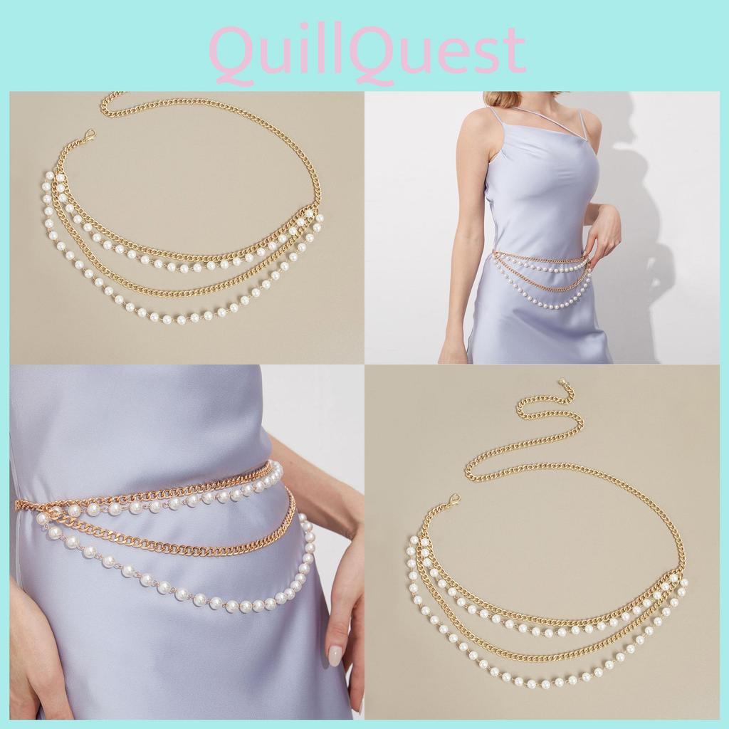 Womens Pearl Double Layer Gold Waist Chain With Hook Closure For Summer Elegant Fashion