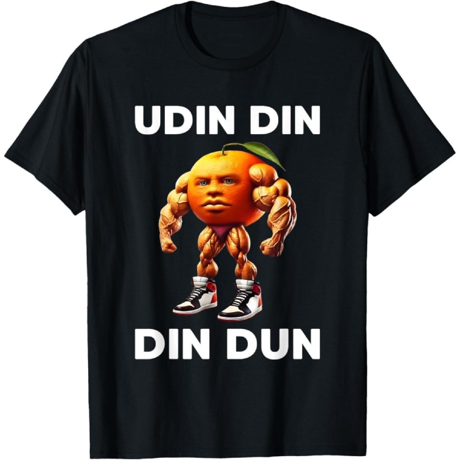 

HUYTEDX Udin din din dun Italian Brainrot Meme Udindindindun Orange T-Shirt XXXXXL різнокольоровий