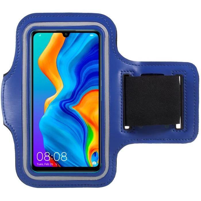 Blue Sports Armband Compatible with Huawei P50-P40-P30-P SMART-Y8P-Y5P-NOVA-MATE 20 - Adjustable Protection Running SportGym Phonillico®