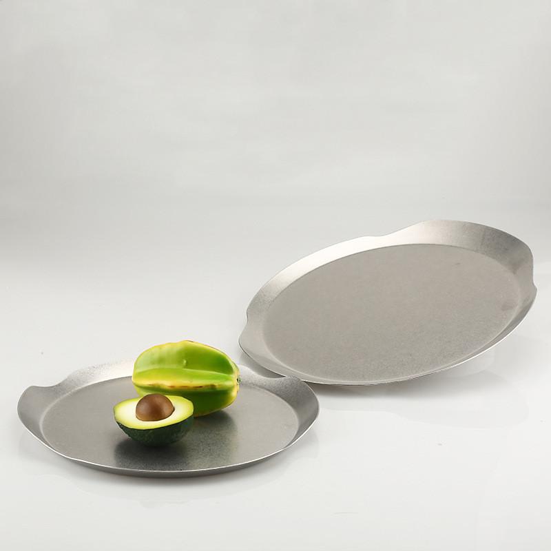 Vintage Silver Stainless Steel Fruit Tray, Salad Bowl, Tableware, Snack Storage Tray, Coffee Shop Decoration Service Tray