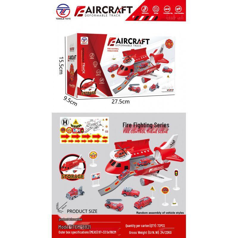 Multi-Functional Toy Airplane Set with Storage, Road Sign, and Track for Kids