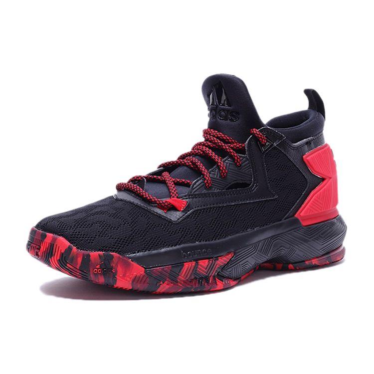 Adidas D Lillard 2 Round Toe Lace-Up Durable Mid-Top Basketball Shoes Men sneakers Black Red B42387