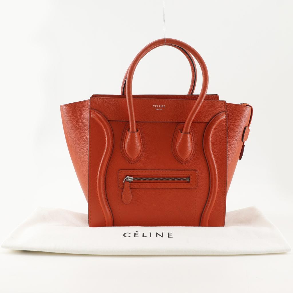 CELINE Luggage micro shopper Handbag 167793DRU.27 vermilion leather Women Used