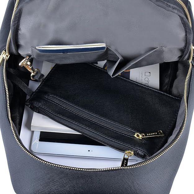 Kožený stylový a trendy dámský standardní batoh pro vysokou školu, kancelář, cestovní taška, dívčí kabelka, černá