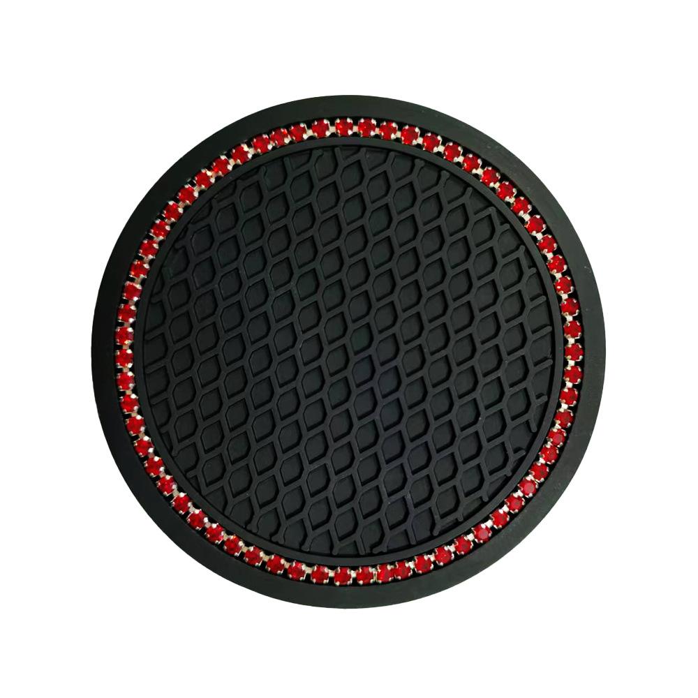 2Pcs Sparkly Rhinestone Car Cup Coasters, Universal Anti-Slip PVC Mat Car Cup Holder, Bling Interior Decoration Accessory