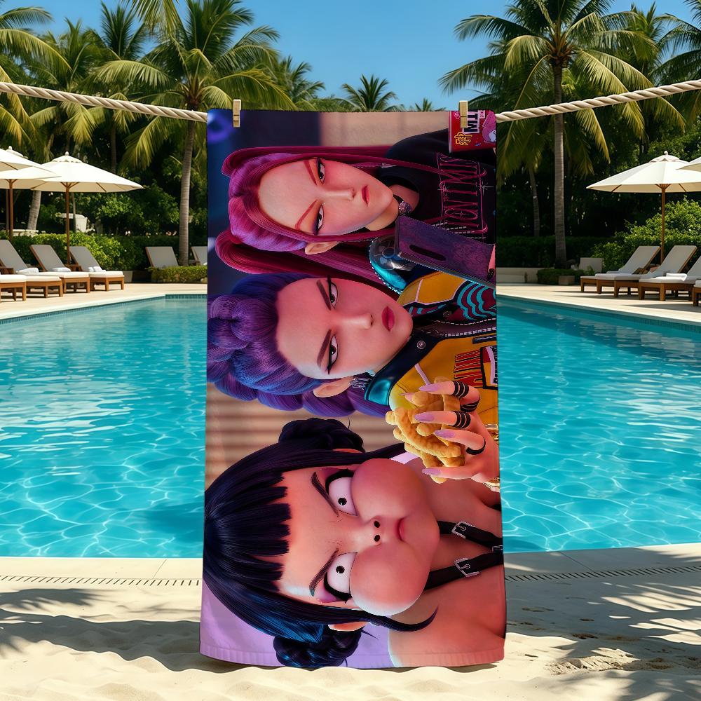 K-Kpop D-Demon H-Hunters Towel For Outdoor Camping Beach Towel Super Absorbent Quick-Drying Summer Towel