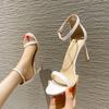 Black One-word Sandals Korean 2025 New Summer Niche Internet Celebrity High Heels Women's Shoes Stiletto Ins