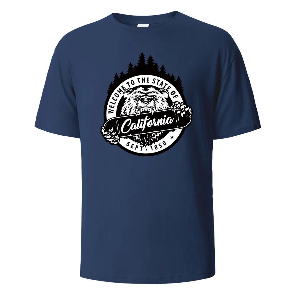 Herren Bedrucktes T-Shirt Kalifornien 100% Baumwolle Oberteile Für Herren Damen Sommer Atmungsaktiv Kurzärmelig Rundhals Basic T-Shirts Herren Kleidung