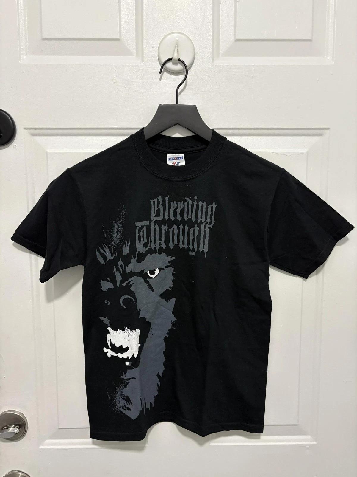 Bleeding Through Band Shirt Youth Medium 10-12 Black Jerzees Wolf Graphic Tee 4XL