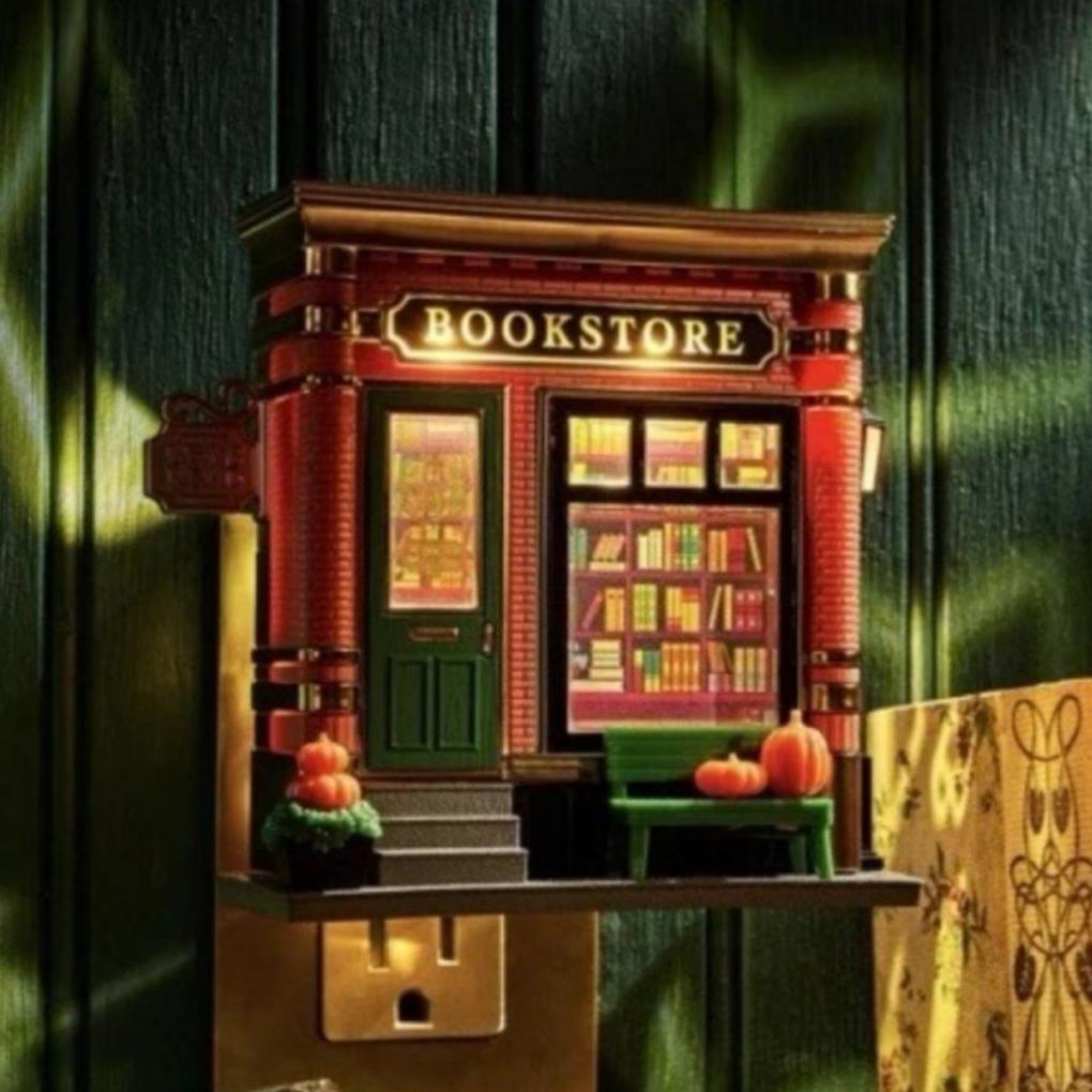 Bookstore Night Light with Warm Glow Bookstore Wall Projector Light Miniature LED Night Light for Office Living Room Bedroom