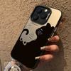Cute Cartoon Black Cat Phone Case for Samsung A55 Case Galaxy S24 Ultra S21 S23 FE S22 Plus A14 A34 A15 A35 A54 5g Plating Cover
