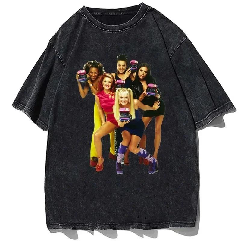 

Hot Fashion Tops Spice Girls TShirt Womens Hip Hop Rack and Roll T Shirt Cotton Chic Unisexs Vintage Camiseta Short Sleeves M