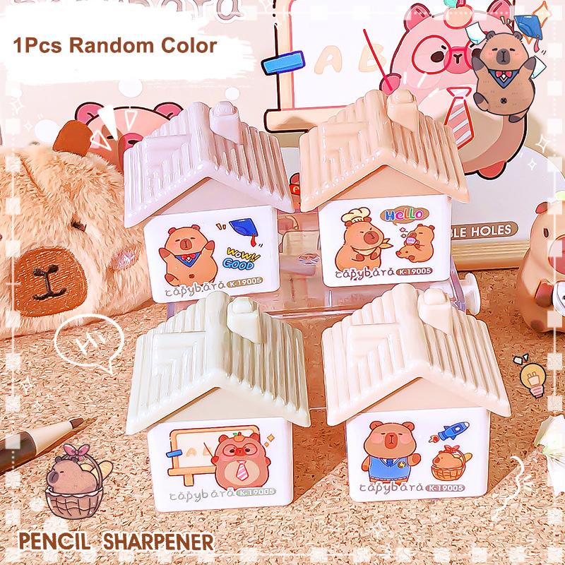 1Pcs Cartoon Capybara Pencil Sharpener Double Hole Pencil Sharpener Portable Mini Manual Pencil Sharpener Student Stationery