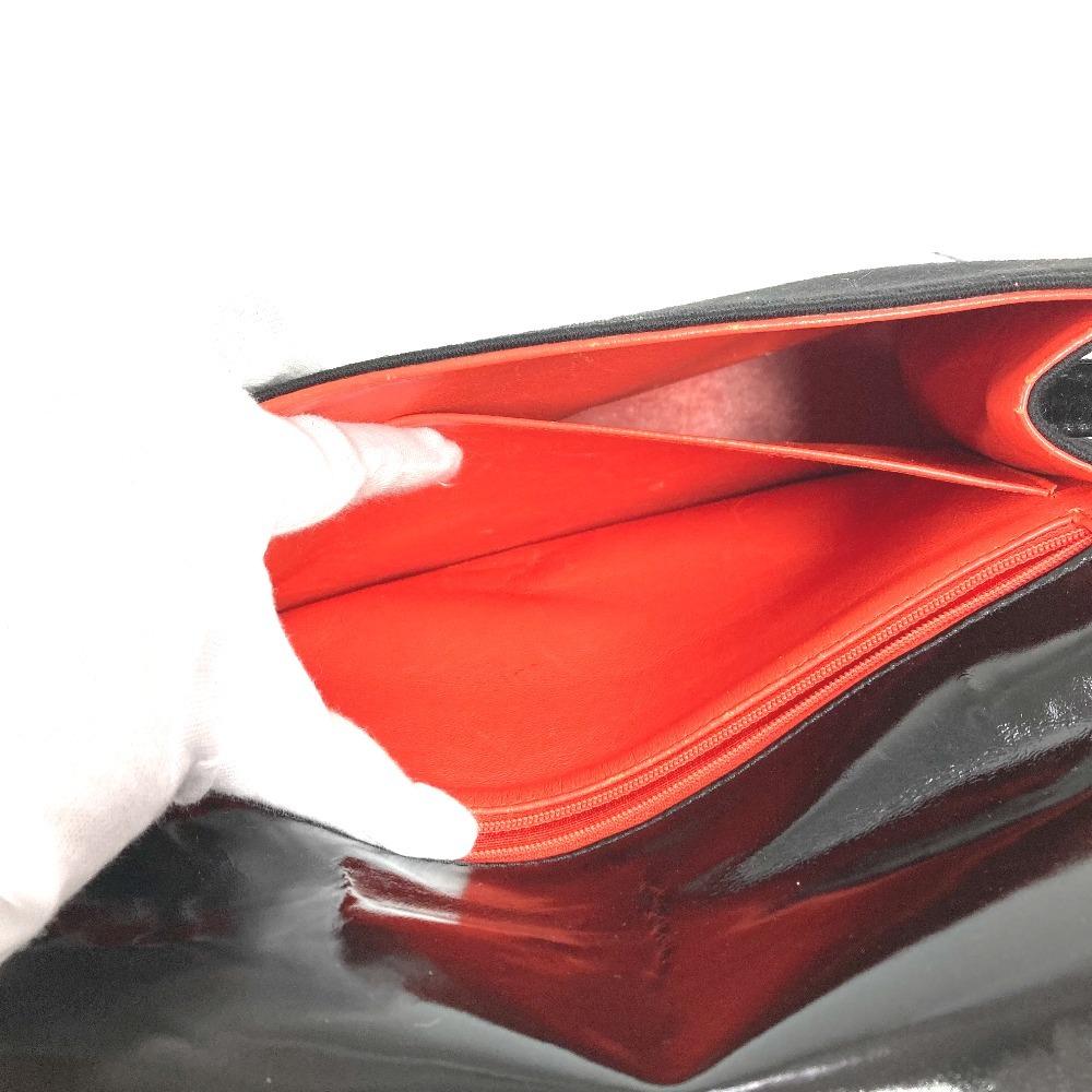 CHANEL vintage CC logo flap bag Shoulder Bag cotton / Patent Leather Black