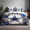 Funda de edredón Dallas Cowboys Hecha a mano Regalo Juego de tres piezas de ropa de cama Funda de edredón Personalizada Nombre Cumpleaños Ropa de cama Navidad Halloween Regalo Vuelta al Cole.