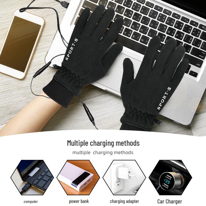 5V USB Heated Touchscreen Gloves for Outdoor Skiing & Cycling—Thick, Warm, Electric