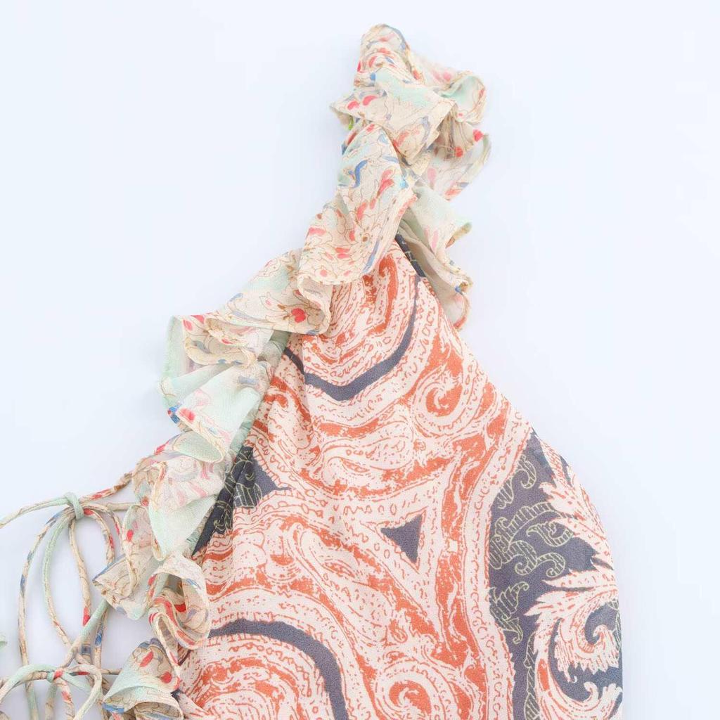 European American Style Sleeveless Floral Dress with Unique Pattern